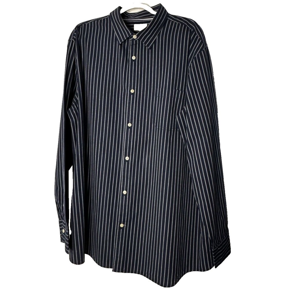Sonoma Life Style Dress Shirt Men's Sz XXL Blue Stripe Button-Up Poplin Long SL